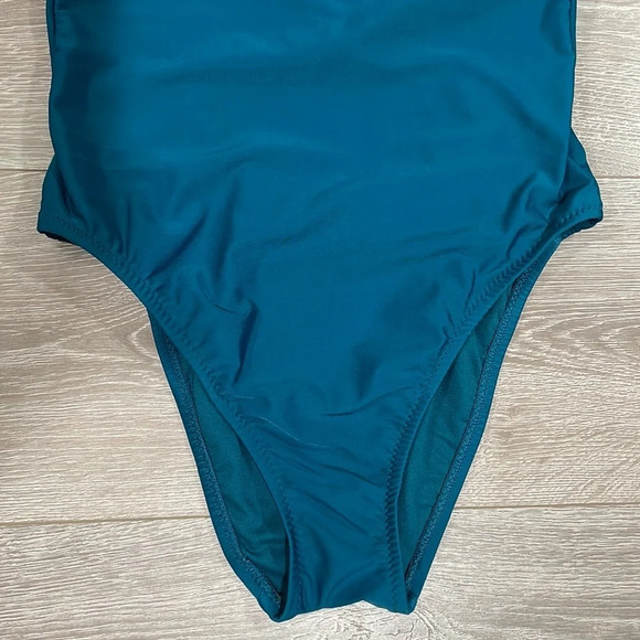 Shade & Shore Bandeau / Halter Tie Back One Piece Swimsuit Teal M - Picture 3 of 15